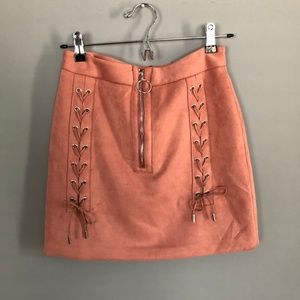 Pink Suade Mini Skirt